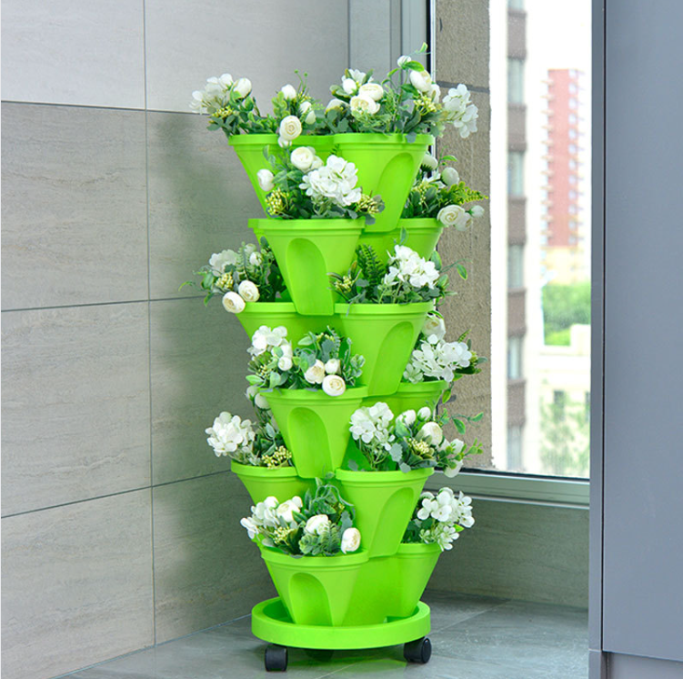 5 Tier Stackable Strawberry, Herb, Flower, and Vegetable Planter Vertical Garden Indoor and Outdoor