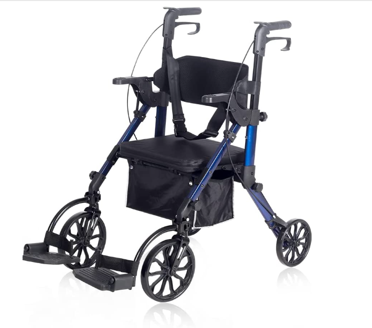 Folding Wheelchair Rolling Mobility Walking Aid with Seat Belt